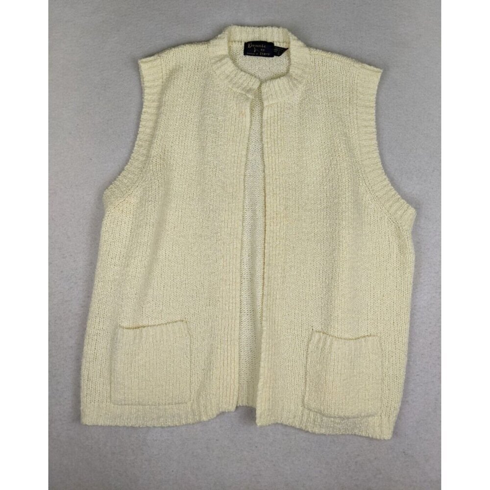Vintage Women's Sweater Vest Bonnie Lee Ivory Cream Size 48